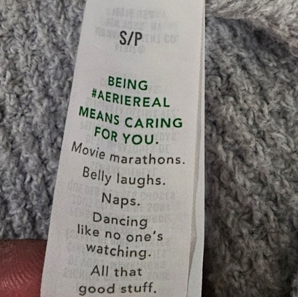 Aerie Gray Cozy Up Waffle Knit Polo Pullover Super Soft Sweater - Picture 10 of 13